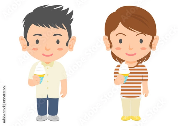 Fototapeta ソフトクリームを持つ男女