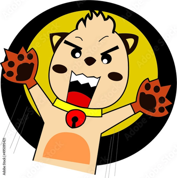 Obraz It's a cartoon image of an angry dog. with a very scary face