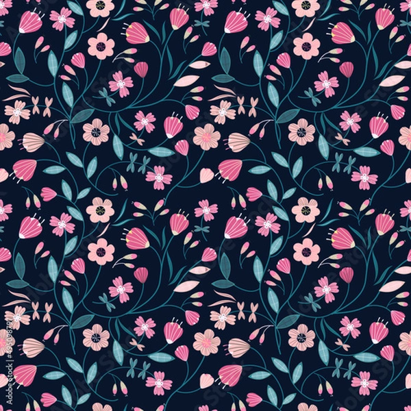 Fototapeta Spring Floral pattern. Ditsy style. A Pattern for print, wallpaper, fabric, cushion, bedding, and much more