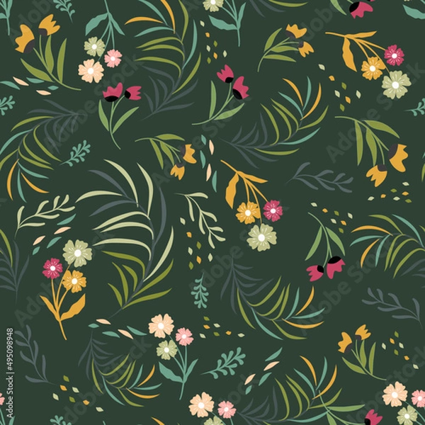 Fototapeta Spring Floral pattern. Ditsy style. A Pattern for print, wallpaper, fabric, cushion, bedding, and much more