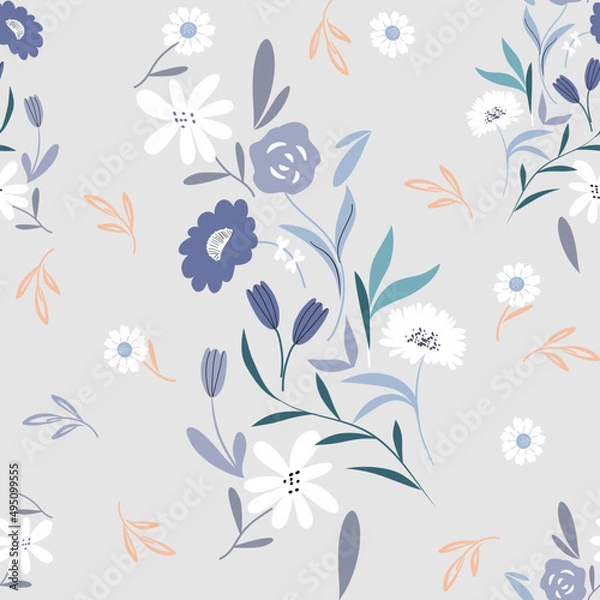 Fototapeta Spring Floral pattern. Ditsy style. A Pattern for print, wallpaper, fabric, cushion, bedding, and much more