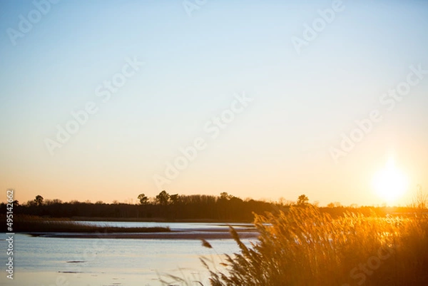 Obraz winter sunset over marsh 