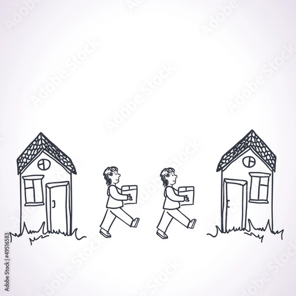 Fototapeta Funny illustration of concept with relocation