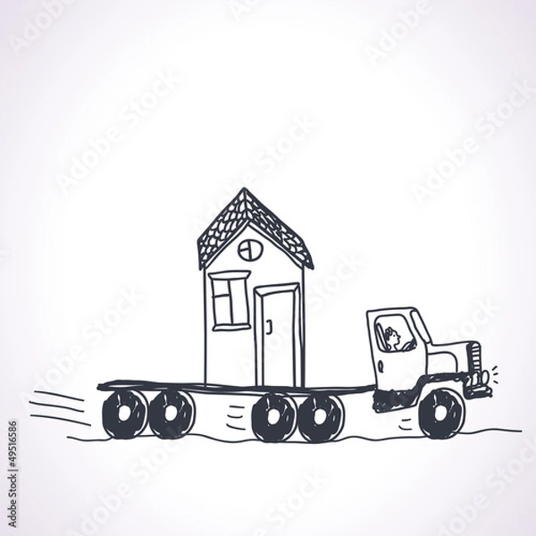 Fototapeta Funny illustration of concept with relocation
