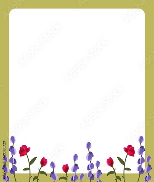 Fototapeta スズランとバラの花　フレーム