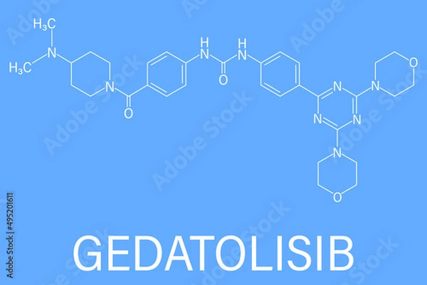 Obraz Gedatolisib cancer drug molecule. Skeletal formula.	