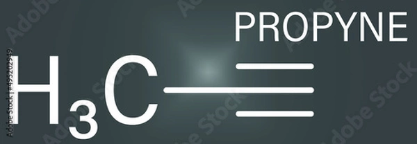 Fototapeta Propyne or methylacetylene molecule. Skeletal formula.	