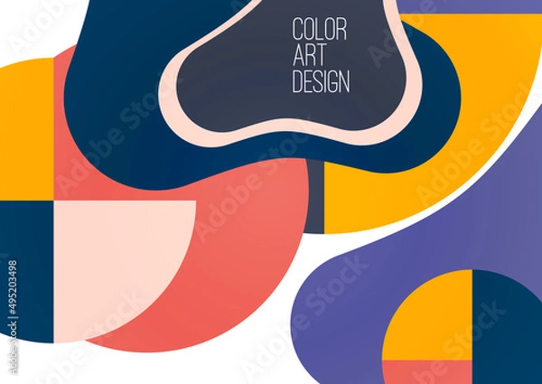 Obraz Abstract geometric pattern background texture for poster cover design. Minimal color vector banner template with circles and smooth shapes. Vector