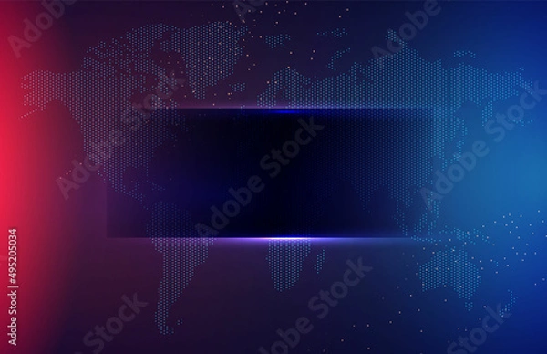 Obraz Abstract background with world map annd light effects.