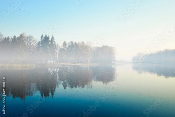 Obraz misty morning on the river