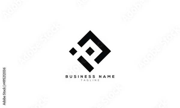 Obraz IP, PI, Abstract initial monogram letter alphabet logo design