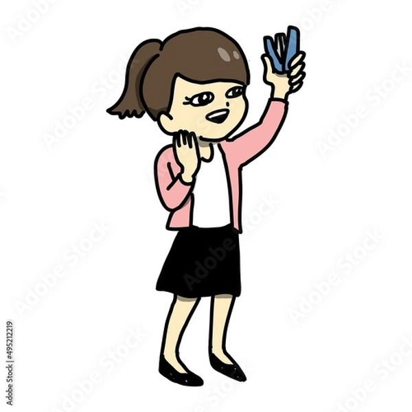 Obraz ホチキスを持っている女性会社員のイラスト