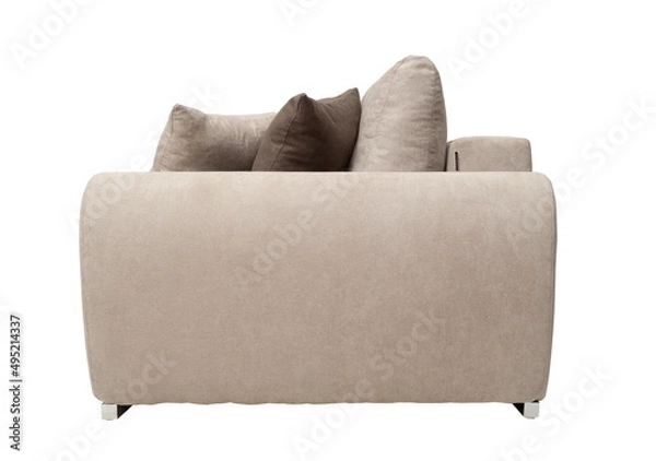 Obraz Beige sofa on a white background isolated, side view
