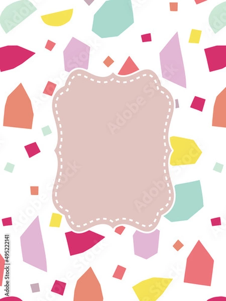 Fototapeta カラフルなモチーフが散らばる柄のフレーム