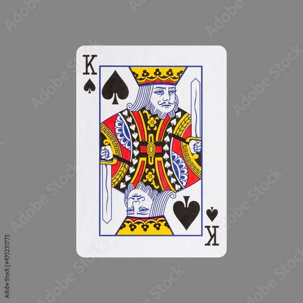 Fototapeta King of Spades. Isolated on a gray background. Gamble. Playing cards.