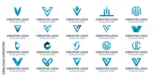 Fototapeta letter V logo set design template vector graphics