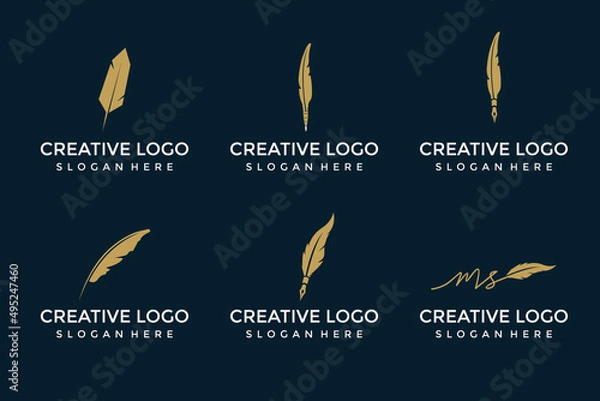 Fototapeta feather design logo. logo design template vector graphics