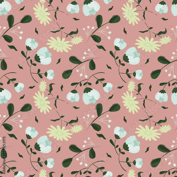 Obraz Hand drawn floral flower pattern.