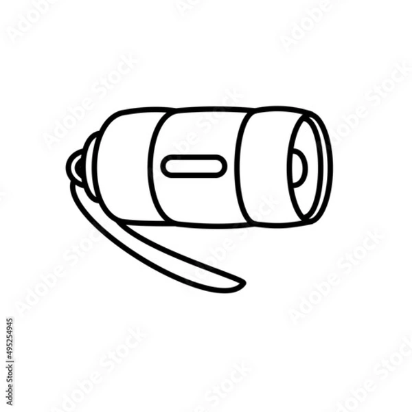 Fototapeta Small electrical Flashlight  Outline vector illustration