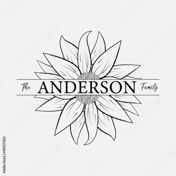 Fototapeta sunflower monogram vector illustration