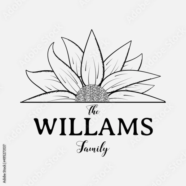 Fototapeta sunflower monogram vector illustration