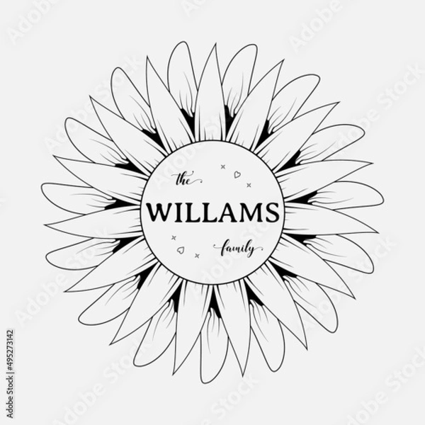 Fototapeta sunflower monogram vector illustration