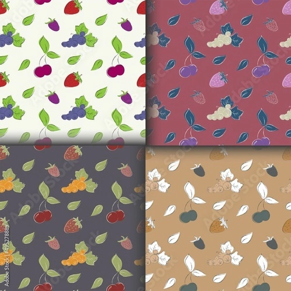 Obraz a set of seamless vector pattern berries