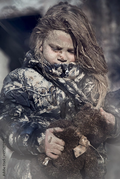 Obraz Children without a home, apocalypse, war