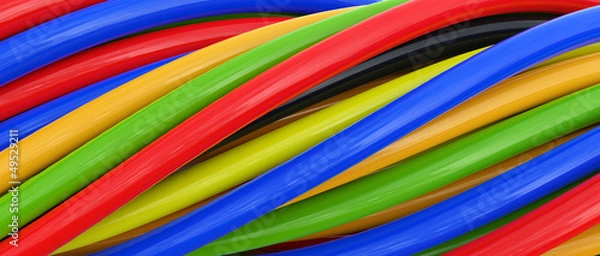 Obraz 3D colored cables over white background