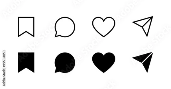 Fototapeta Share, save, like and comment icon set. Vector EPS 10