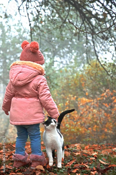 Obraz Kid with a cat