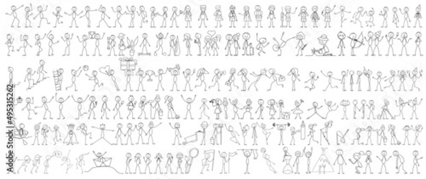 Obraz set of stick figures, different people vector