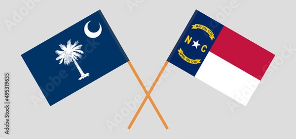 Fototapeta Crossed flags of The State of South Carolina and The State of North Carolina. Official colors. Correct proportion