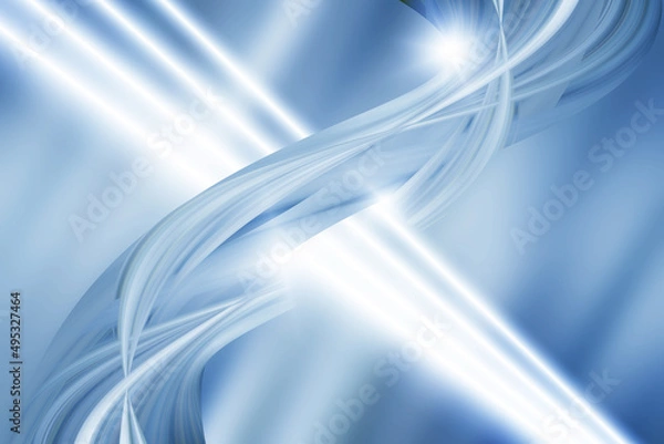 Fototapeta Light blue pattern with white line motion backdrop wallpaper. Clean blue geometric background.