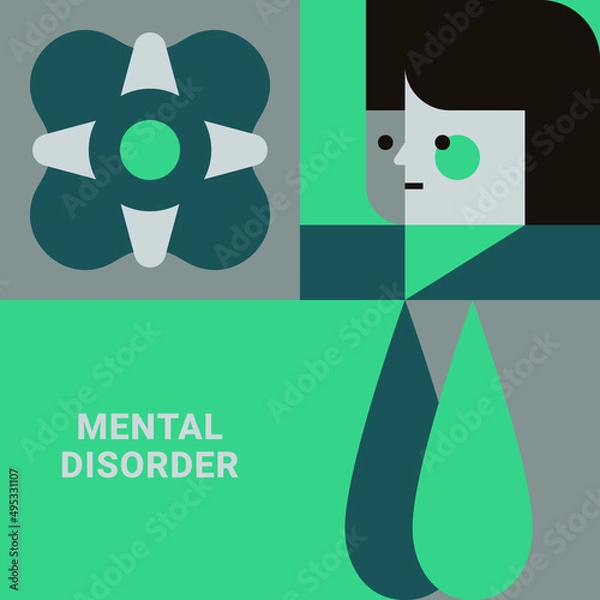 Fototapeta Concept of antidepressants are saving people from depression and about pills effect on mood and health. Flat cartoon vector illustration for banners, site, posters