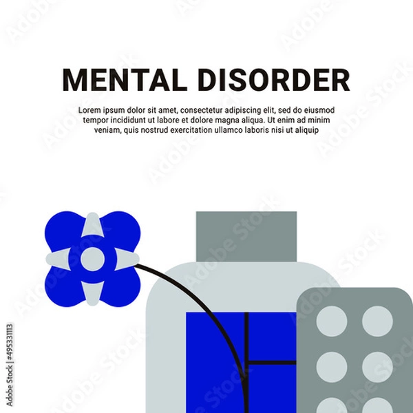 Fototapeta Concept of antidepressants are saving people from depression and about pills effect on mood and health. Flat cartoon vector illustration for banners, site, posters