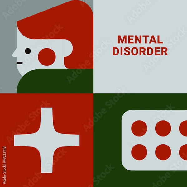 Fototapeta Concept of antidepressants are saving people from depression and about pills effect on mood and health. Flat cartoon vector illustration for banners, site, posters