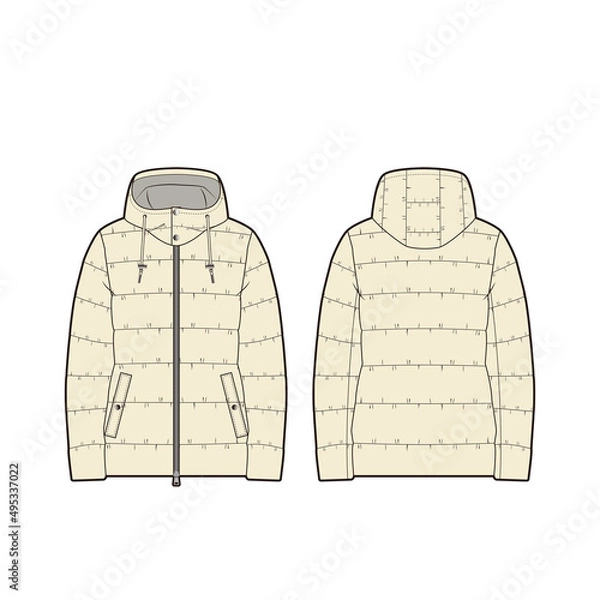 Obraz Women's Hooded Down Puffer Jacket Flat Template / Illustrator CC