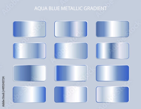 Fototapeta soft aqua blue metallic color gradient set collection design element