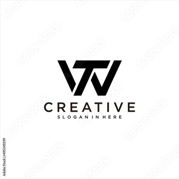 Fototapeta creative tw logo design, wt letter vector template