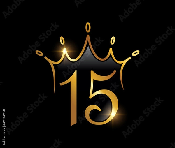Obraz Golden Luxury Crown Monogram Number 15