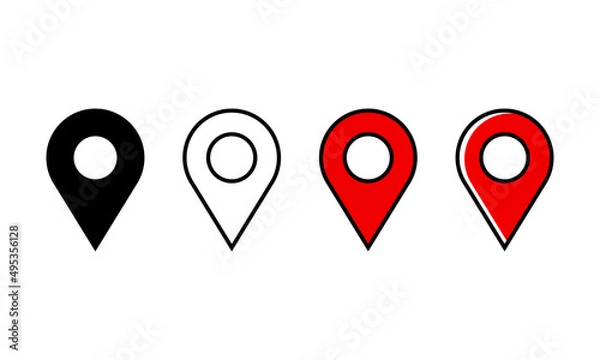 Obraz Map locator pin icon set. Locator marketr icon collection in solid, outlined, color outlined and lineal style. Perfect for map app design element.