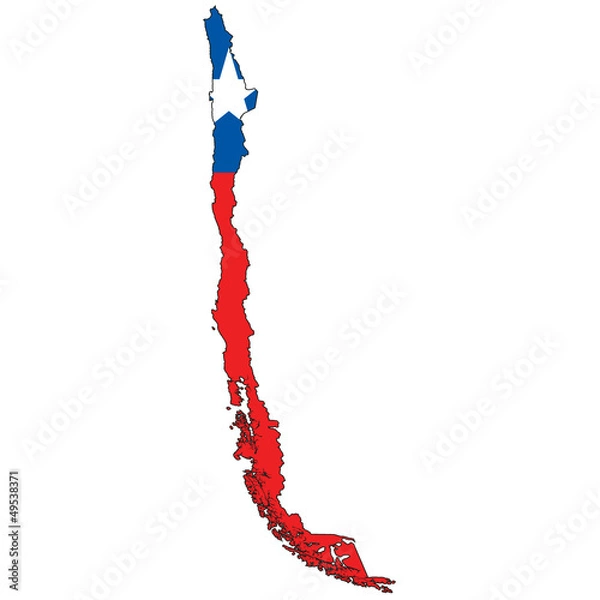 Obraz Country outline with the flag of Chile