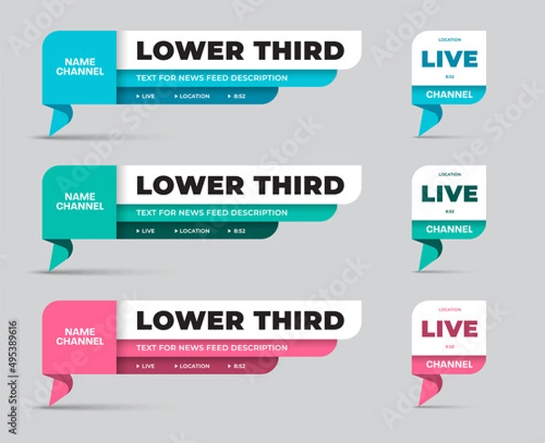 Fototapeta Vector lower third on origami legs for news information, title, channel name.