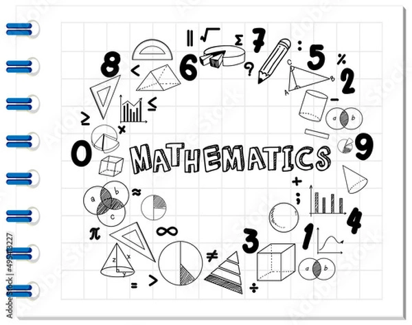 Fototapeta Doodle math formula with Mathematics font on notebook