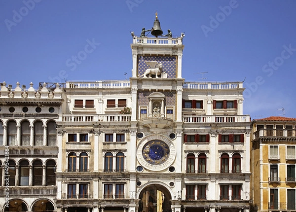 Fototapeta Clock tower of St. Mark at square of St. Mark in Venice. Region Veneto. Italy