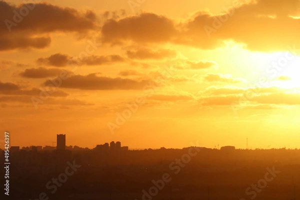 Obraz sunset over the city
