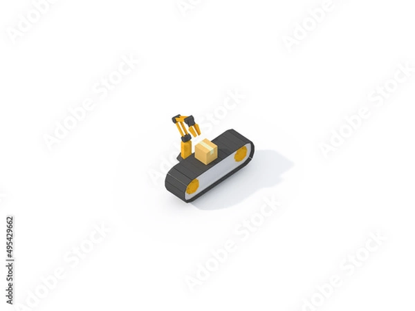 Obraz The robot arm is working on the production line. isolated on white background 3d render.