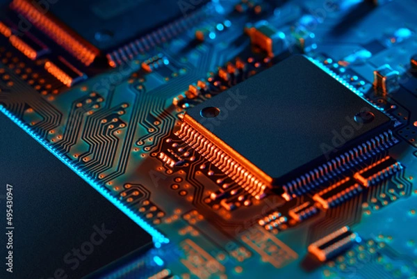 Obraz Electronic circuit board close up.