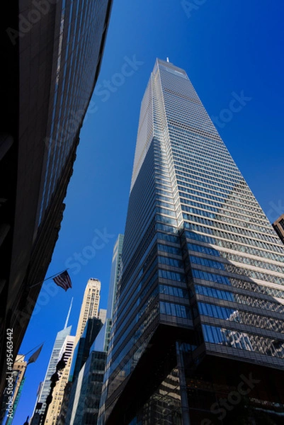 Fototapeta Newly built One Vanderbilt Building stands among Midtown Manhattan skyscraper on 42nd Street on October 02, 2021 in New York City NY USA. One Vanderbilt is tallest building.